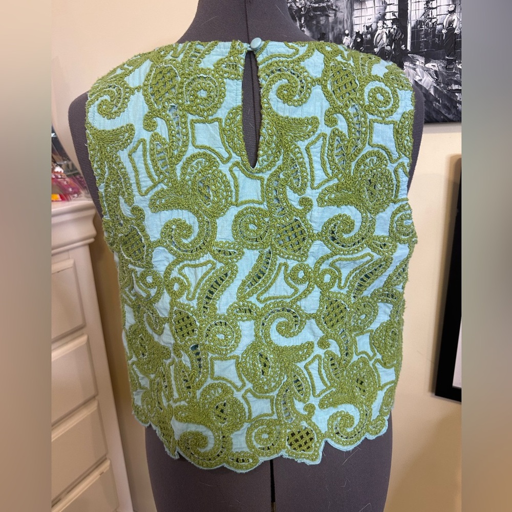 Anthropologie Green and Blue Lace Blouse - Picture 2 of 8
